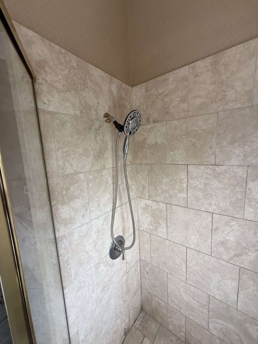 Finished tiled shower installation