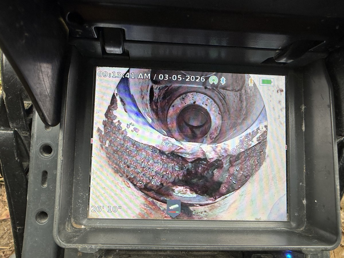 Sewer camera inspection monitor and equipment at a job site